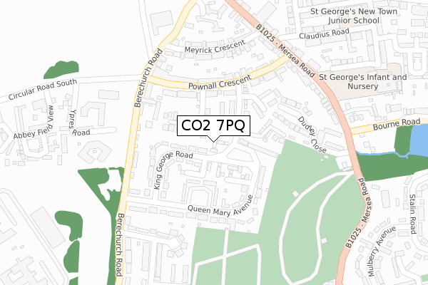 CO2 7PQ map - large scale - OS Open Zoomstack (Ordnance Survey)