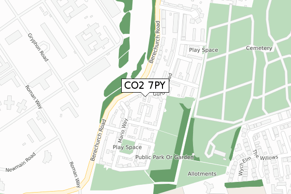 CO2 7PY map - large scale - OS Open Zoomstack (Ordnance Survey)