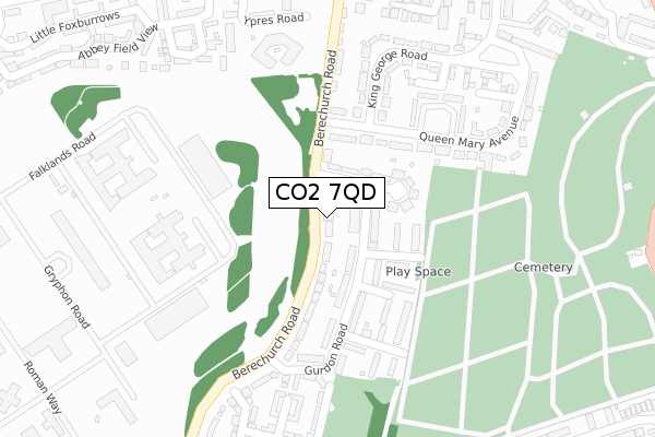 CO2 7QD map - large scale - OS Open Zoomstack (Ordnance Survey)