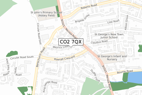 CO2 7QX map - large scale - OS Open Zoomstack (Ordnance Survey)