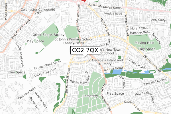 CO2 7QX map - small scale - OS Open Zoomstack (Ordnance Survey)