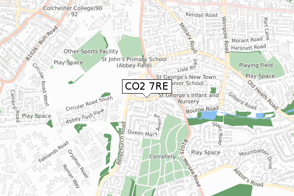 CO2 7RE map - small scale - OS Open Zoomstack (Ordnance Survey)