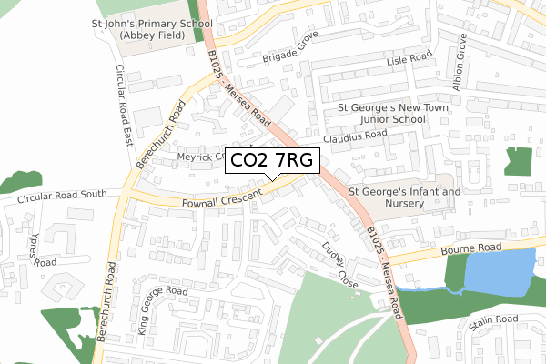 CO2 7RG map - large scale - OS Open Zoomstack (Ordnance Survey)