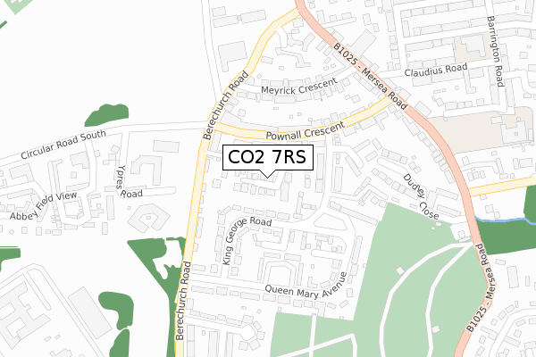 CO2 7RS map - large scale - OS Open Zoomstack (Ordnance Survey)