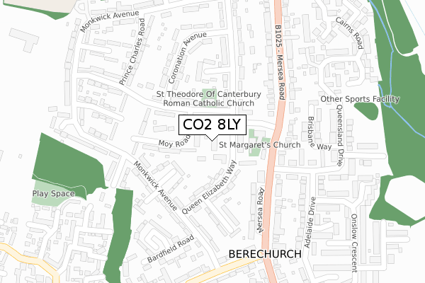 CO2 8LY map - large scale - OS Open Zoomstack (Ordnance Survey)