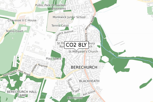 CO2 8LY map - small scale - OS Open Zoomstack (Ordnance Survey)