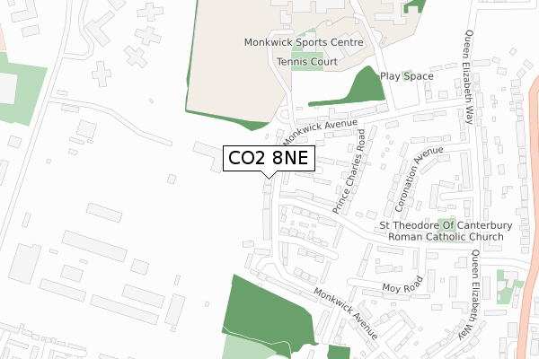 CO2 8NE map - large scale - OS Open Zoomstack (Ordnance Survey)