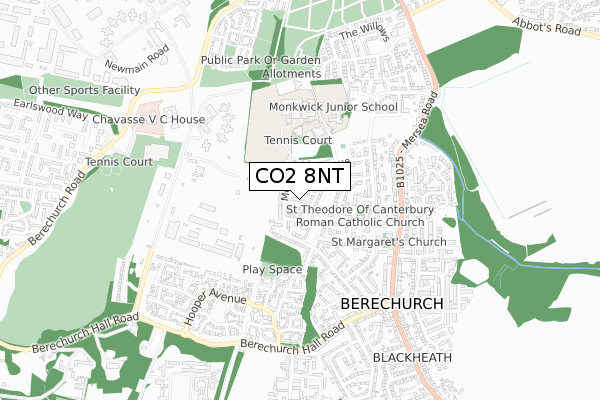 CO2 8NT map - small scale - OS Open Zoomstack (Ordnance Survey)