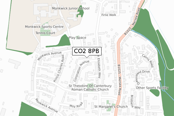 CO2 8PB map - large scale - OS Open Zoomstack (Ordnance Survey)