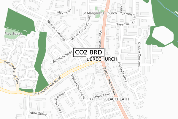 CO2 8RD map - large scale - OS Open Zoomstack (Ordnance Survey)