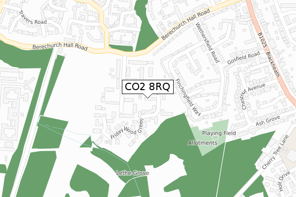 CO2 8RQ map - large scale - OS Open Zoomstack (Ordnance Survey)