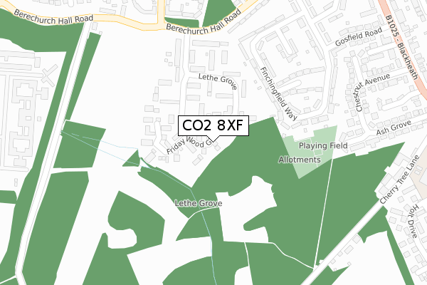 CO2 8XF map - large scale - OS Open Zoomstack (Ordnance Survey)