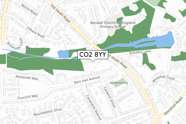 CO2 8YY map - large scale - OS Open Zoomstack (Ordnance Survey)