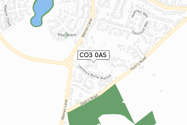 CO3 0AS map - large scale - OS Open Zoomstack (Ordnance Survey)