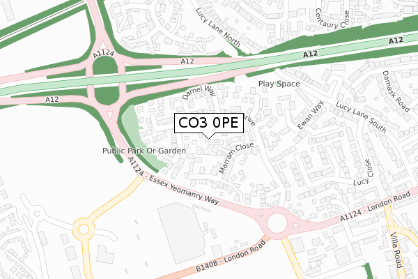 CO3 0PE map - large scale - OS Open Zoomstack (Ordnance Survey)