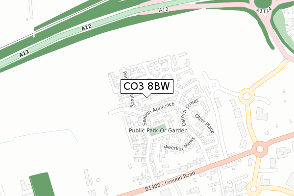 CO3 8BW map - large scale - OS Open Zoomstack (Ordnance Survey)