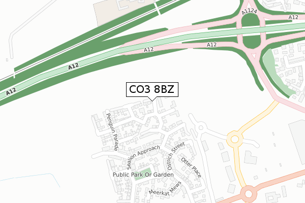 CO3 8BZ map - large scale - OS Open Zoomstack (Ordnance Survey)