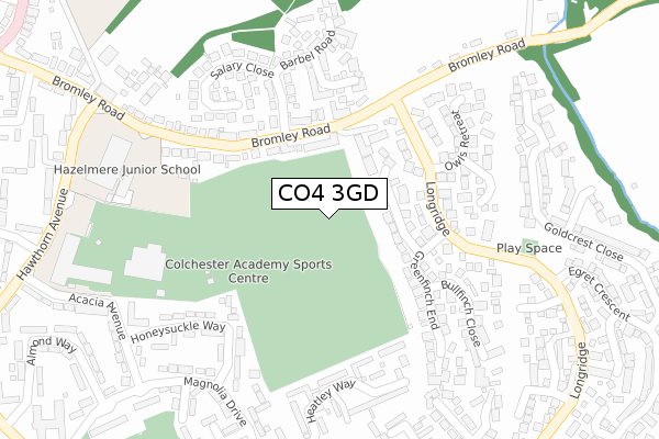 CO4 3GD map - large scale - OS Open Zoomstack (Ordnance Survey)