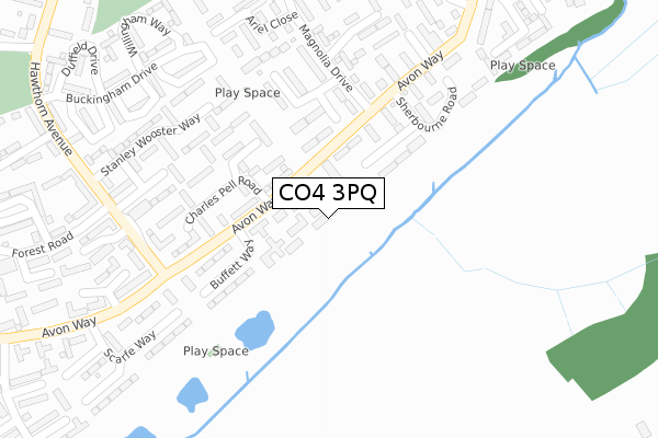 CO4 3PQ map - large scale - OS Open Zoomstack (Ordnance Survey)