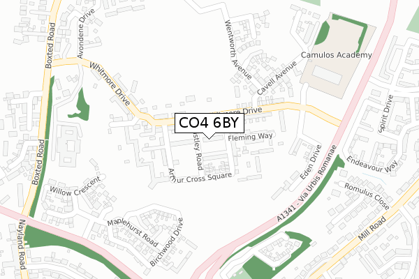 CO4 6BY map - large scale - OS Open Zoomstack (Ordnance Survey)