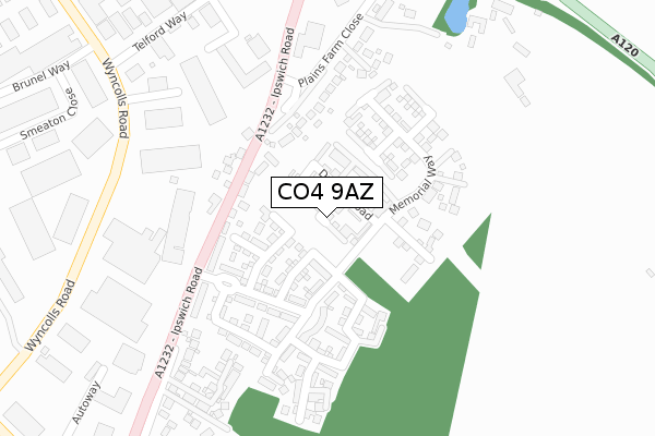 CO4 9AZ map - large scale - OS Open Zoomstack (Ordnance Survey)