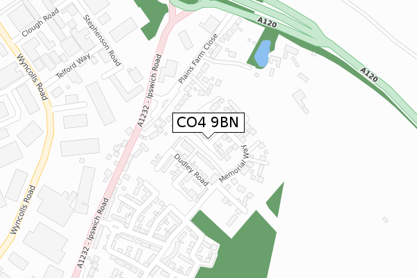 CO4 9BN map - large scale - OS Open Zoomstack (Ordnance Survey)