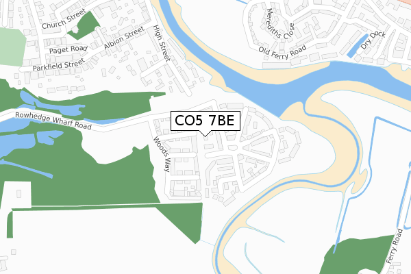 CO5 7BE map - large scale - OS Open Zoomstack (Ordnance Survey)