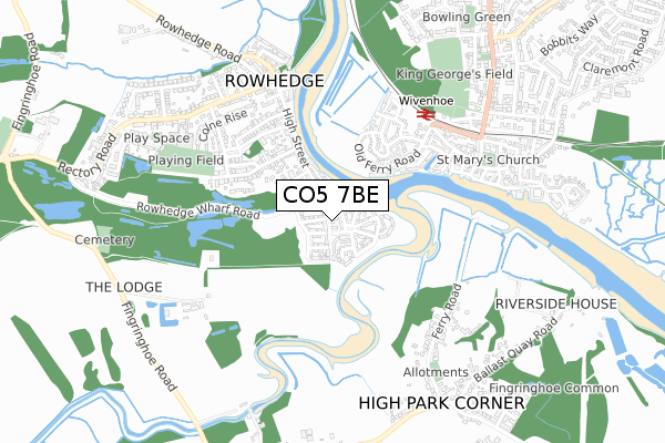 CO5 7BE map - small scale - OS Open Zoomstack (Ordnance Survey)