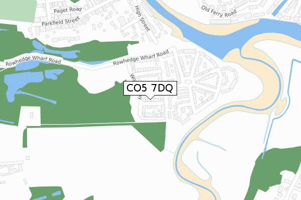 CO5 7DQ map - large scale - OS Open Zoomstack (Ordnance Survey)