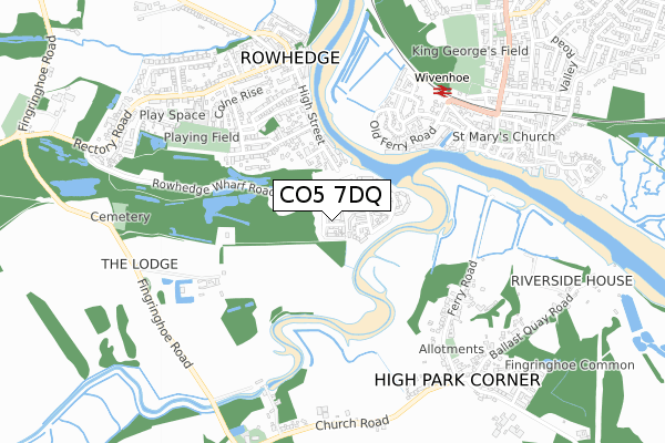 CO5 7DQ map - small scale - OS Open Zoomstack (Ordnance Survey)