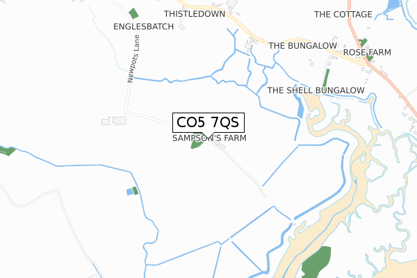 CO5 7QS map - small scale - OS Open Zoomstack (Ordnance Survey)