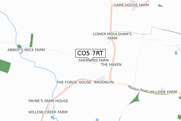 CO5 7RT map - small scale - OS Open Zoomstack (Ordnance Survey)