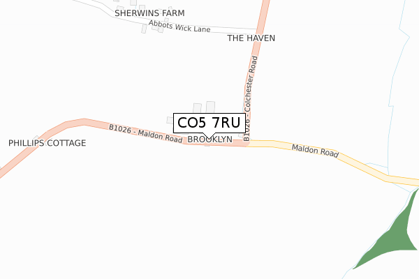 CO5 7RU map - large scale - OS Open Zoomstack (Ordnance Survey)