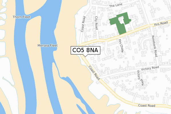 CO5 8NA map - large scale - OS Open Zoomstack (Ordnance Survey)