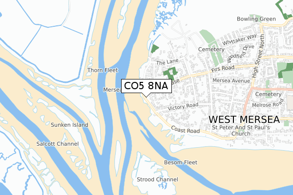 CO5 8NA map - small scale - OS Open Zoomstack (Ordnance Survey)