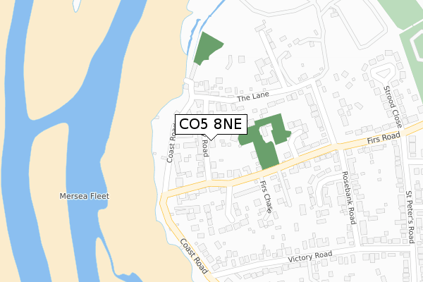 CO5 8NE map - large scale - OS Open Zoomstack (Ordnance Survey)