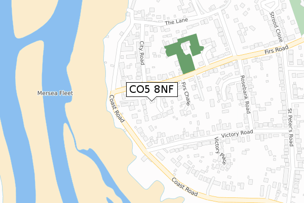 CO5 8NF map - large scale - OS Open Zoomstack (Ordnance Survey)