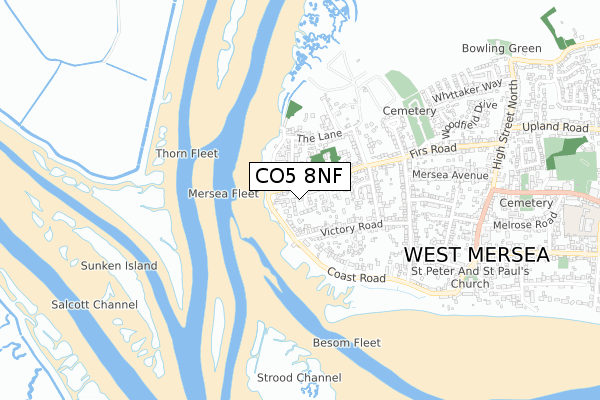 CO5 8NF map - small scale - OS Open Zoomstack (Ordnance Survey)