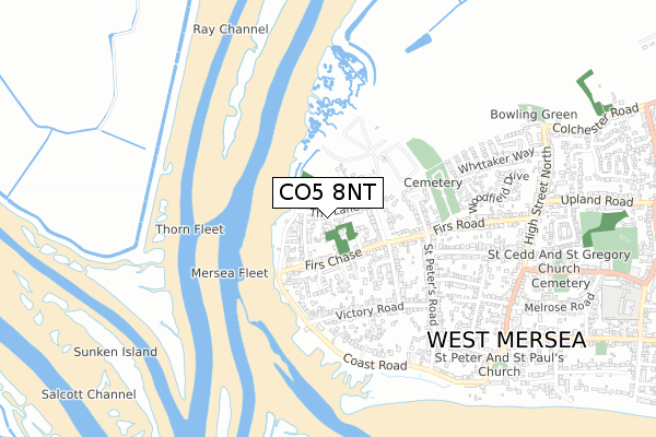 CO5 8NT map - small scale - OS Open Zoomstack (Ordnance Survey)