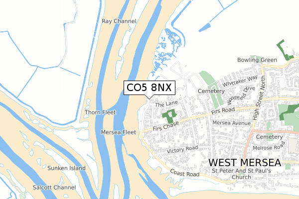 CO5 8NX map - small scale - OS Open Zoomstack (Ordnance Survey)