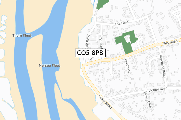 CO5 8PB map - large scale - OS Open Zoomstack (Ordnance Survey)