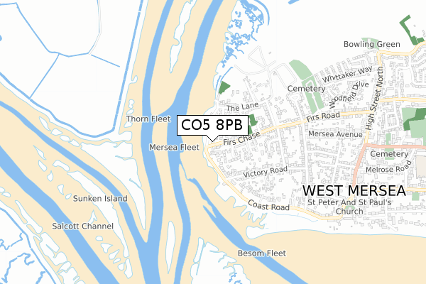 CO5 8PB map - small scale - OS Open Zoomstack (Ordnance Survey)