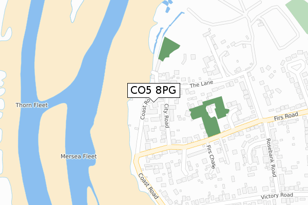 CO5 8PG map - large scale - OS Open Zoomstack (Ordnance Survey)