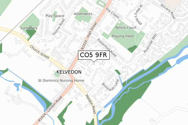 CO5 9FR map - large scale - OS Open Zoomstack (Ordnance Survey)