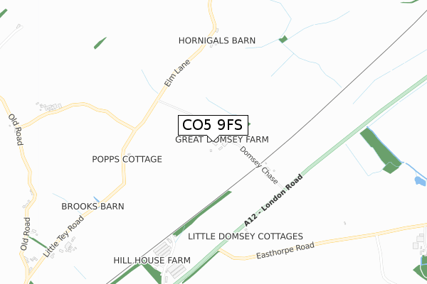 CO5 9FS map - small scale - OS Open Zoomstack (Ordnance Survey)