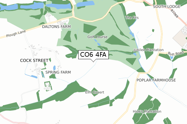 CO6 4FA map - small scale - OS Open Zoomstack (Ordnance Survey)