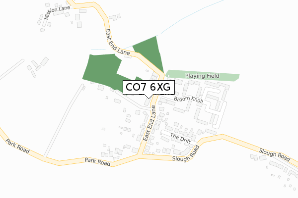 CO7 6XG map - large scale - OS Open Zoomstack (Ordnance Survey)