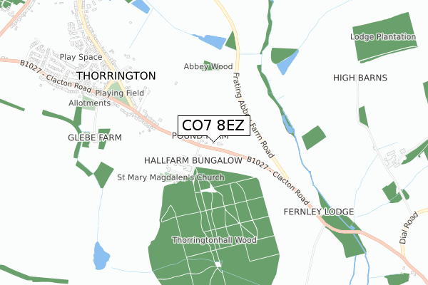 CO7 8EZ map - small scale - OS Open Zoomstack (Ordnance Survey)