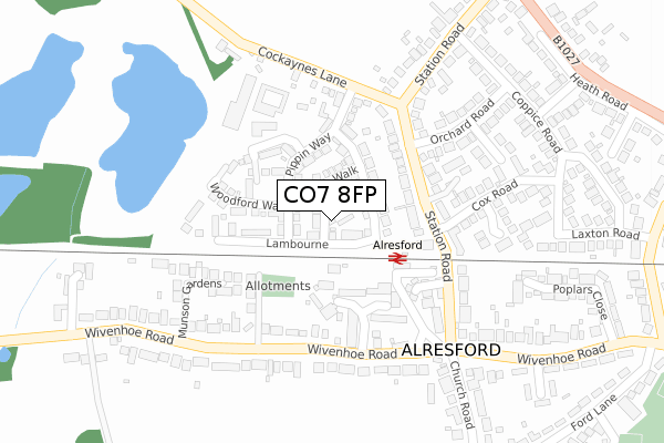 CO7 8FP map - large scale - OS Open Zoomstack (Ordnance Survey)