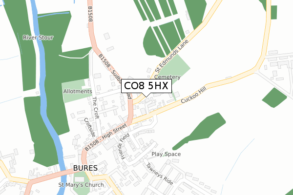 CO8 5HX map - large scale - OS Open Zoomstack (Ordnance Survey)